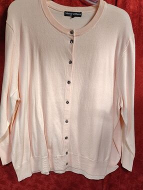 Wendy Williams Light Peach Button-Front Cardigan